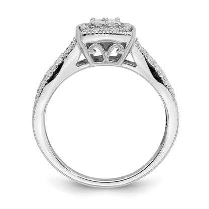 0.50ct. CZ Solid Real 14k White Gold Cluster CZ Engagement Ring