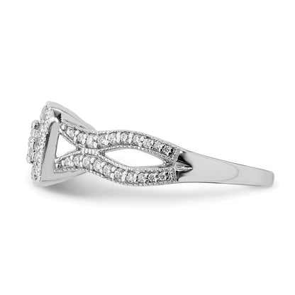 0.50ct. CZ Solid Real 14k White Gold Cluster CZ Engagement Ring