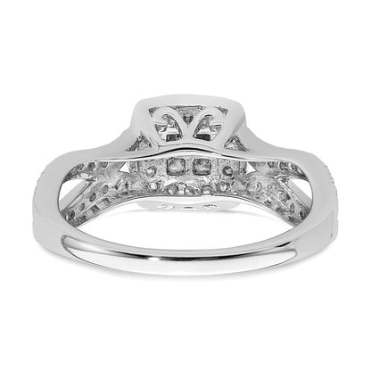 0.50ct. CZ Solid Real 14k White Gold Cluster CZ Engagement Ring