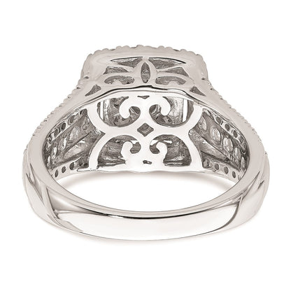 1.50ct. CZ Solid Real 14k White Gold Cluster Complete Engagement Ring