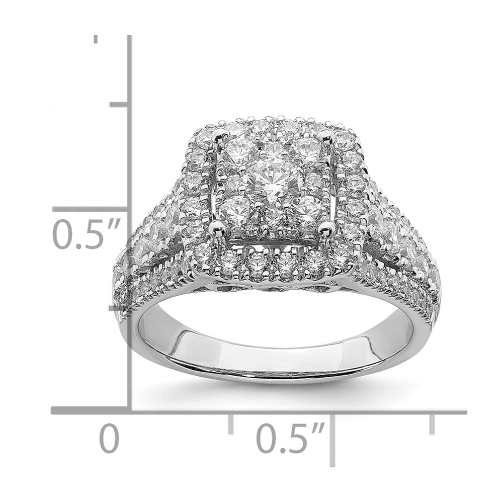 1.50ct. CZ Solid Real 14k White Gold Cluster Complete Engagement Ring