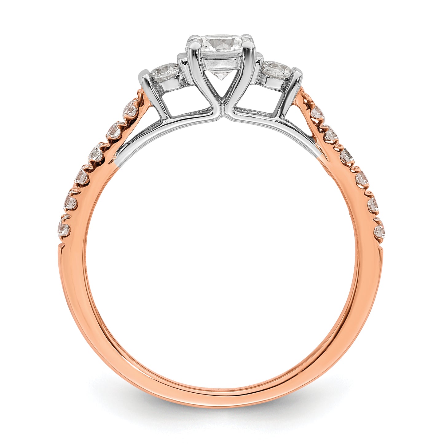 14K White/Rose Gold Rose 3/4 Ct. Lab Grown Diamond VS/SI+ G+ Petite Engagement Ring