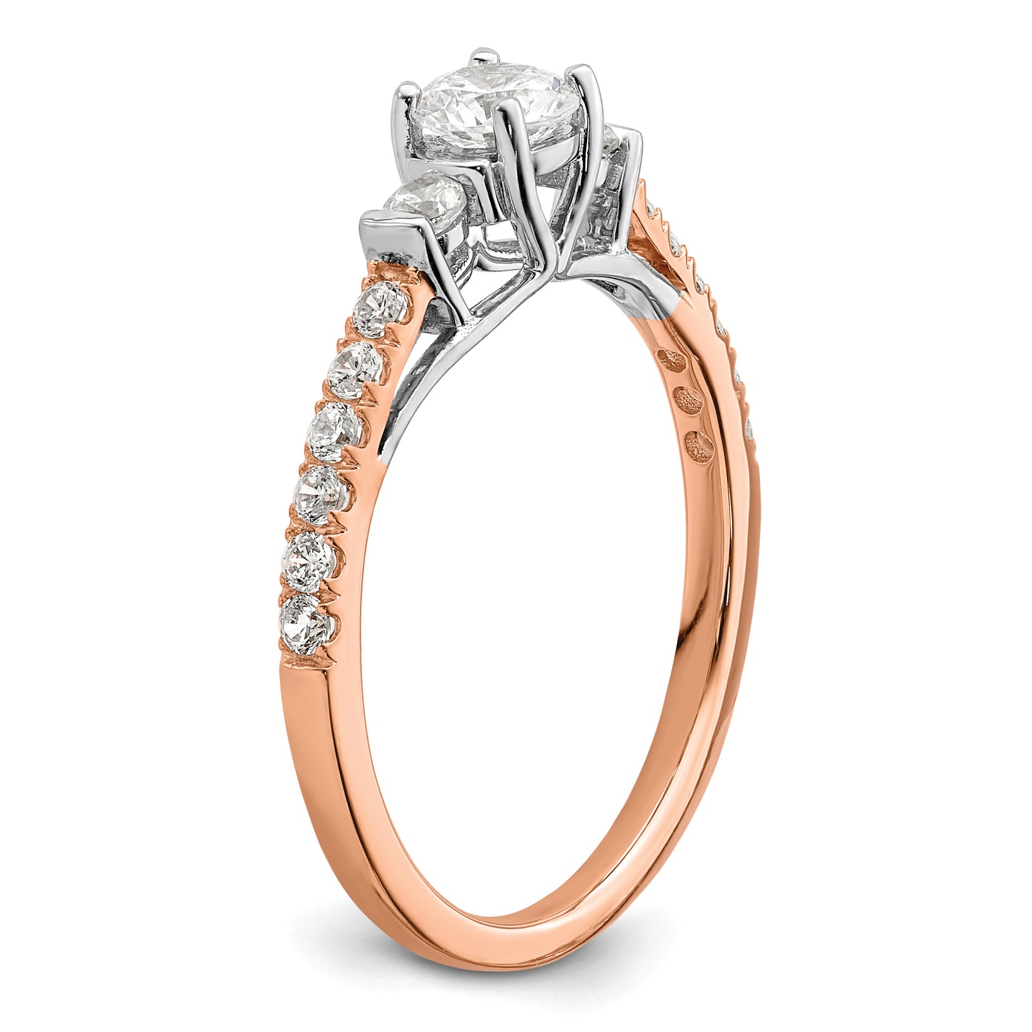 14K White/Rose Gold Rose 3/4 Ct. Lab Grown Diamond VS/SI+ G+ Petite Engagement Ring