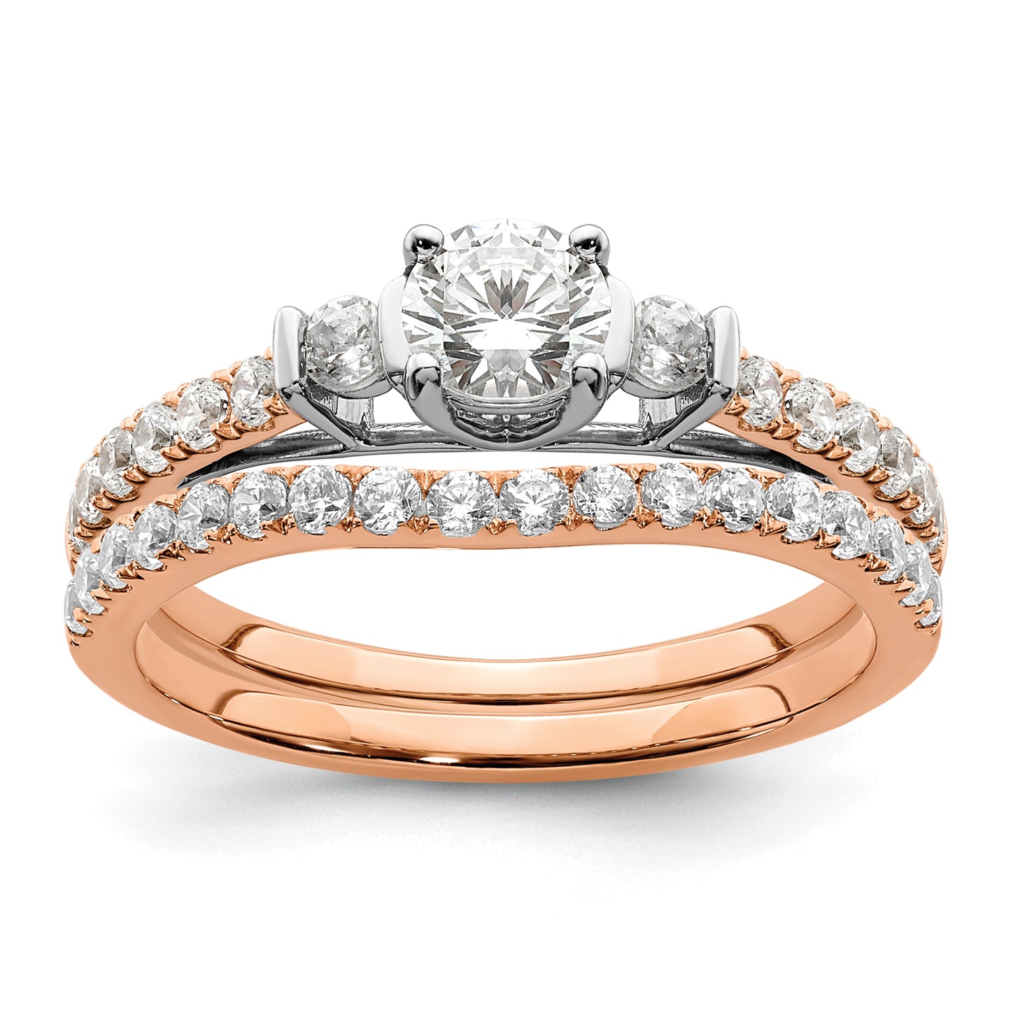 14K White/Rose Gold Rose 3/4 Ct. Lab Grown Diamond VS/SI+ G+ Petite Engagement Ring