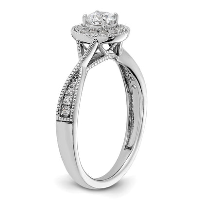 10k White Gold 1/2 Ct. Lab Grown Diamond VS/SI+ G+ Round Halo Engagement Ring