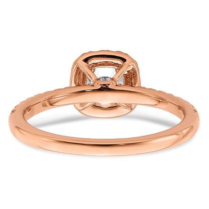 14k Rose Gold 3/4 Ct. Lab Grown Diamond VS/SI+ G+ Round Halo Engagement Ring