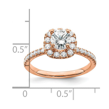 14k Rose Gold 1 Ct. Lab Grown Diamond VS/SI+ G+ Round Halo Engagement Ring