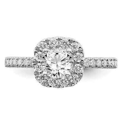 14k White Gold 1 Ct. Lab Grown Diamond VS/SI+ G+ Round Halo Engagement Ring