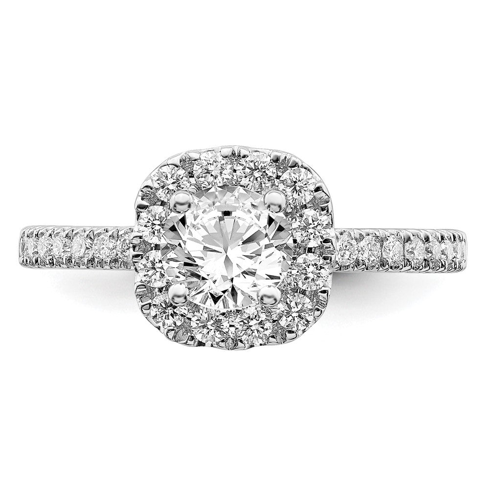 14k White Gold 1 Ct. Lab Grown Diamond VS/SI+ G+ Round Halo Engagement Ring