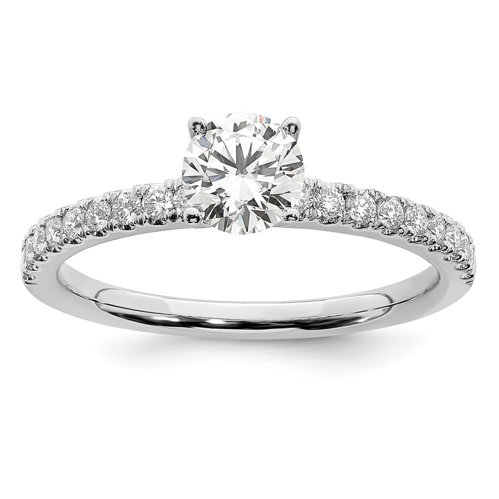 14k White Gold 1 Ct. Lab Grown Diamond VS/SI+ G+ Complete Round Size 7 Engagement Ring