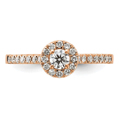14k Rose Gold 1/2 Ct. Lab Grown Diamond VS/SI+ G+ Round Halo Engagement Ring