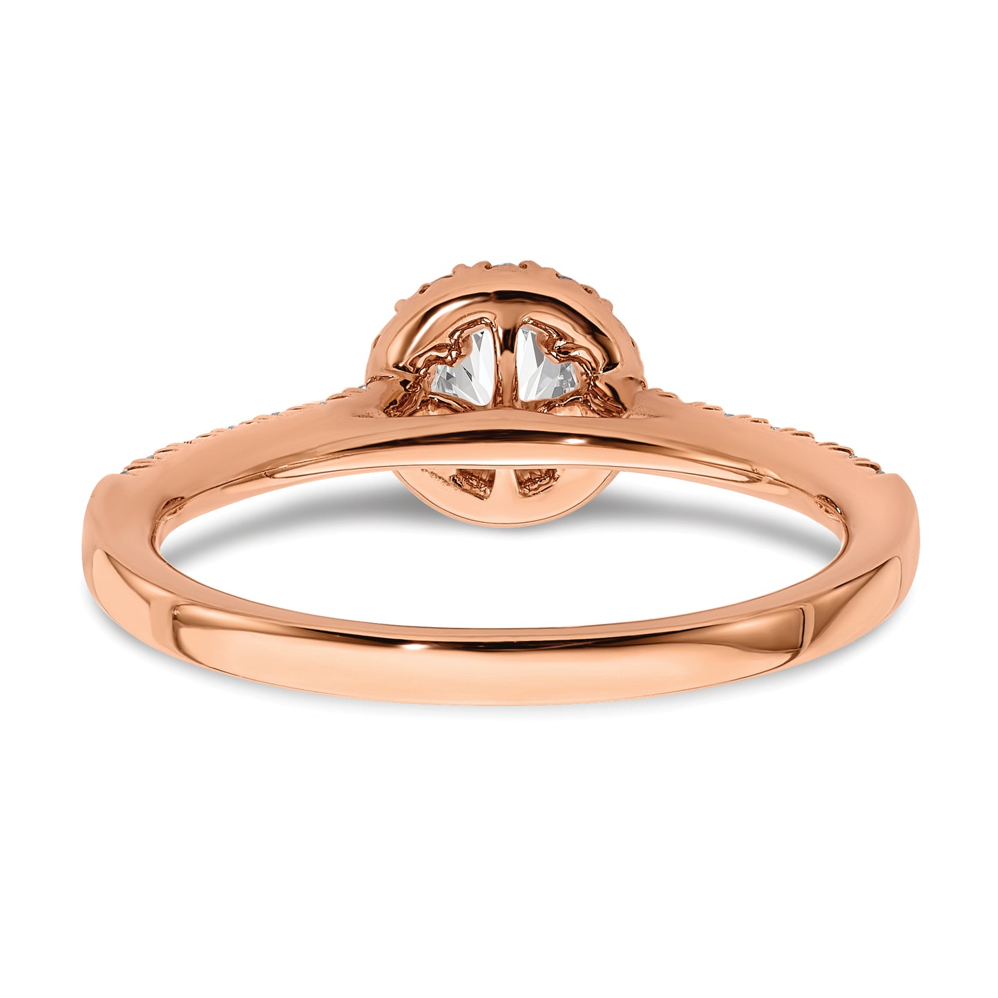 14k Rose Gold 3/4 Ct. Lab Grown Diamond VS/SI+ G+ Round Halo Engagement Ring