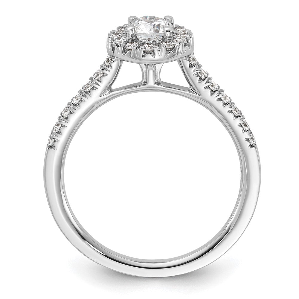 14K White Gold 3/4 Carat Lab Grown Diamond Vs/Si+ G+ Round Complete Halo Engagement Ring
