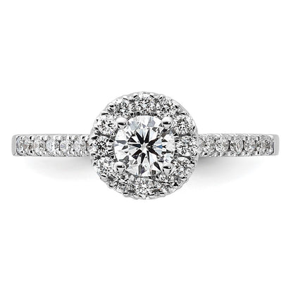 14K White Gold 3/4 Carat Lab Grown Diamond Vs/Si+ G+ Round Complete Halo Engagement Ring