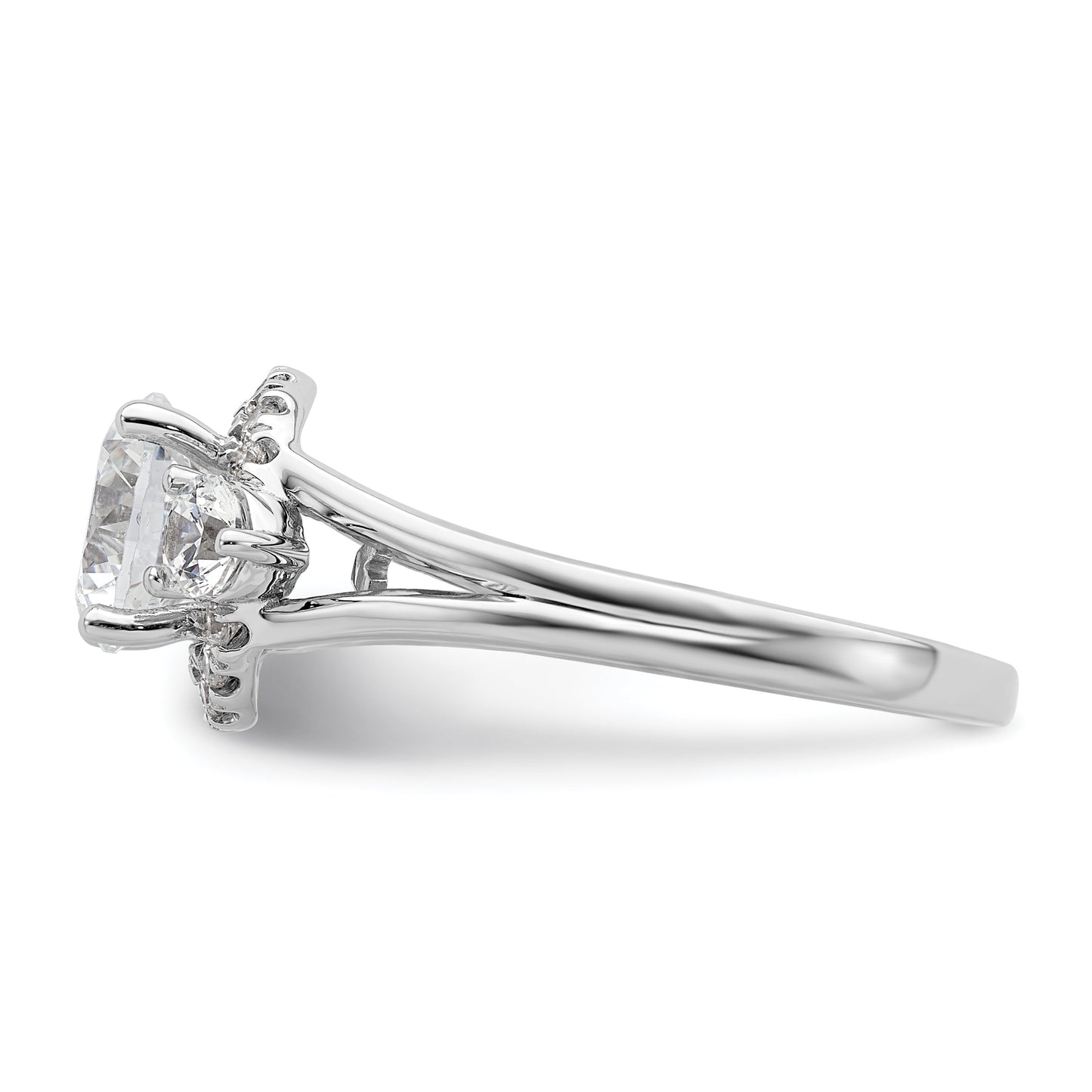 14k White Gold 1/2 Ct. Lab Grown Diamond VS/SI+ G+ 1 1/2 Ct. Center Round Three Stone Engagement Ring