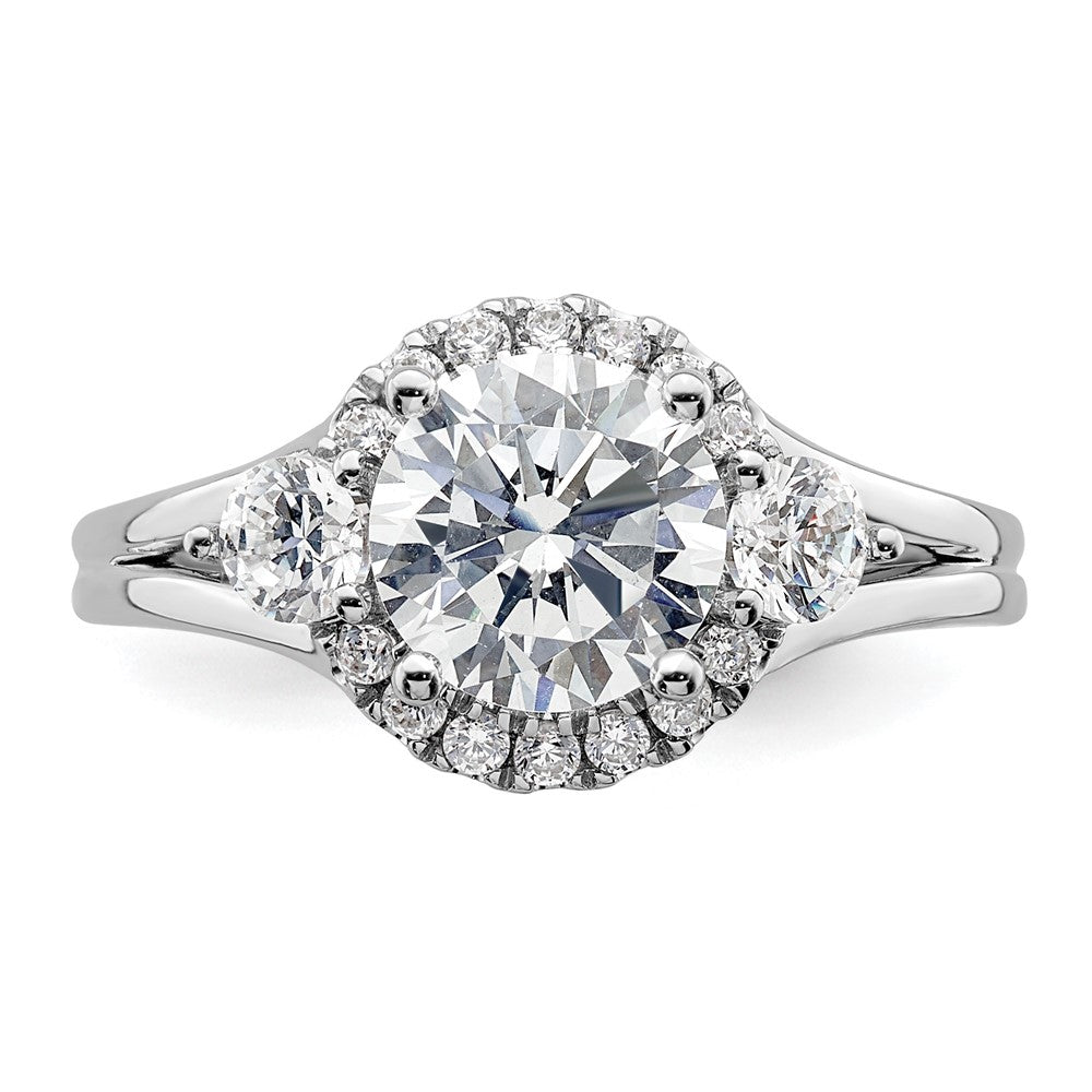 14k White Gold 1/2 Ct. Lab Grown Diamond VS/SI+ G+ 1 1/2 Ct. Center Round Three Stone Engagement Ring