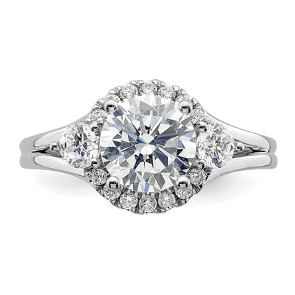 14k White Gold 1/2 Ct. Lab Grown Diamond VS/SI+ G+ 1 1/2 Ct. Center Round Three Stone Engagement Ring