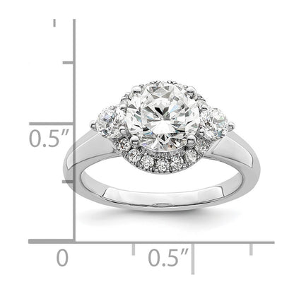 14k White Gold 1/2 Ct. Lab Grown Diamond VS/SI+ G+ 1 1/2 Ct. Center Round Three Stone Engagement Ring