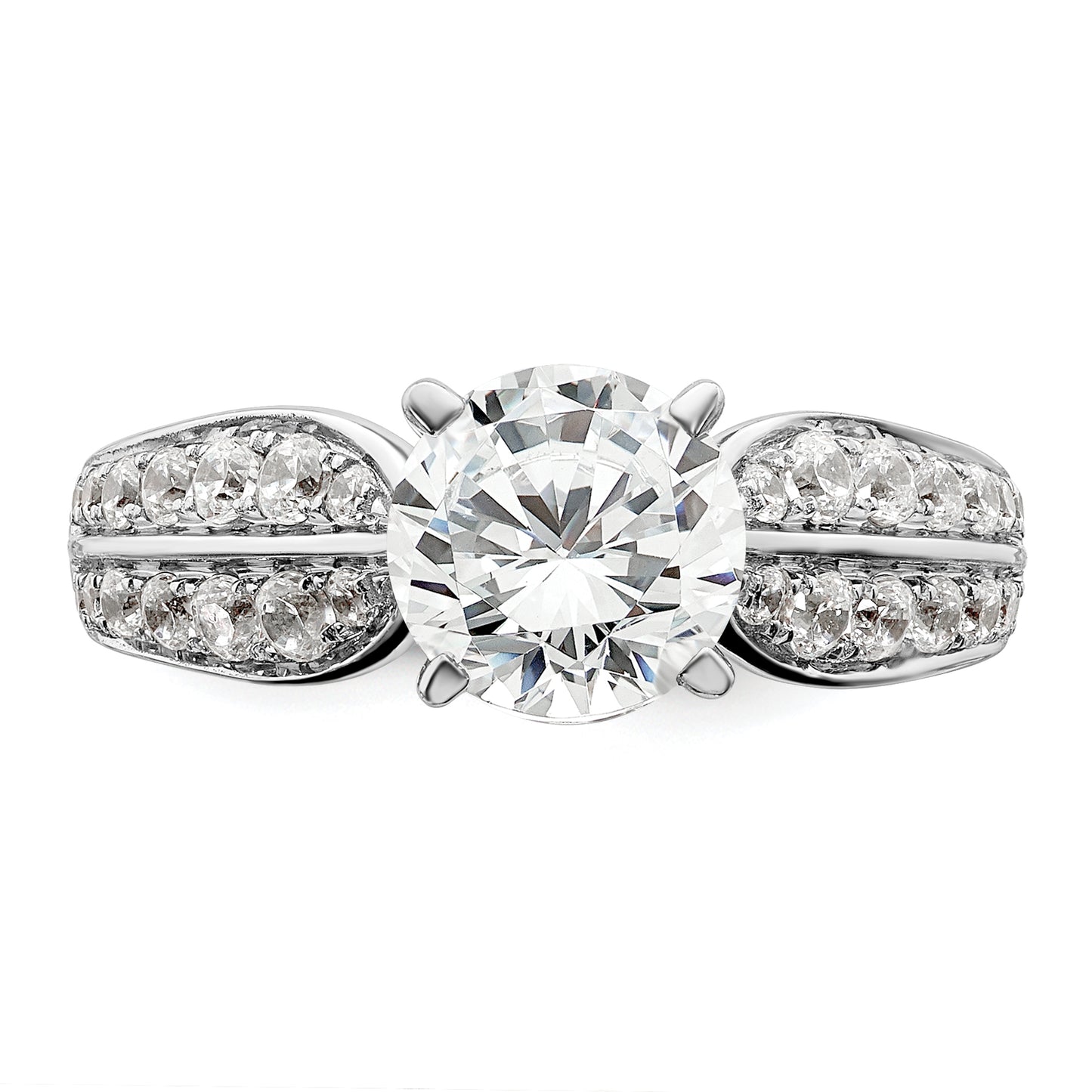 14k White Gold 5/8 Ct. Lab Grown Diamond VS/SI+ G+ 1 1/2 Ct. Center Round Shared Prong Engagement Ring