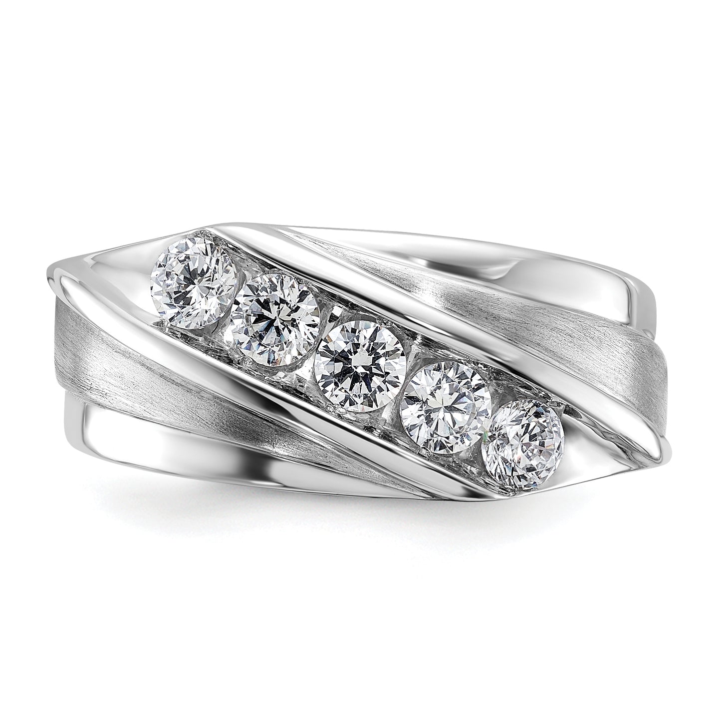 10k White Gold 3/4 Ct. Lab Grown Diamond VS/SI+ G+ Five Stone Men's Ring