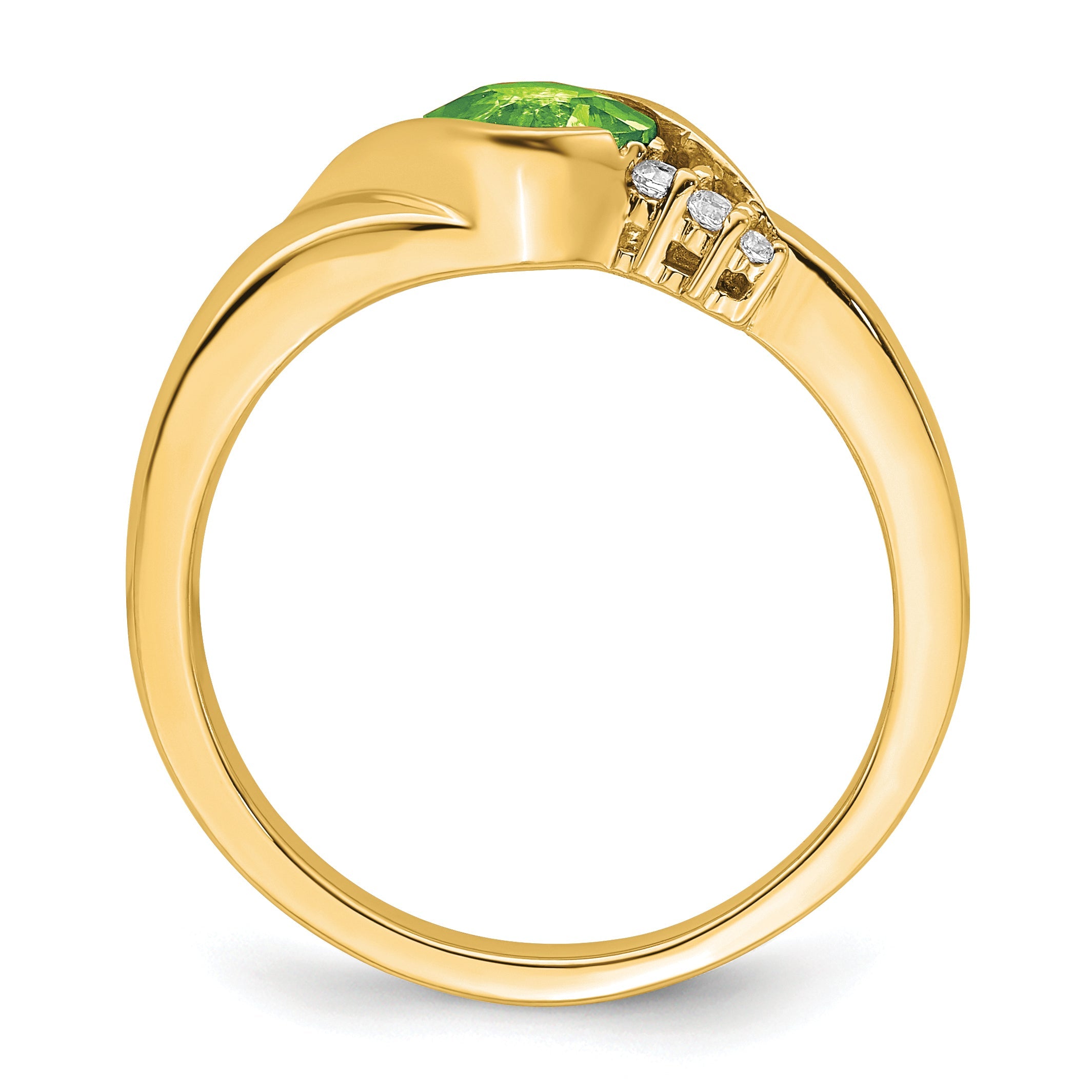 10K Yellow Gold Peridot And Diamond Ring