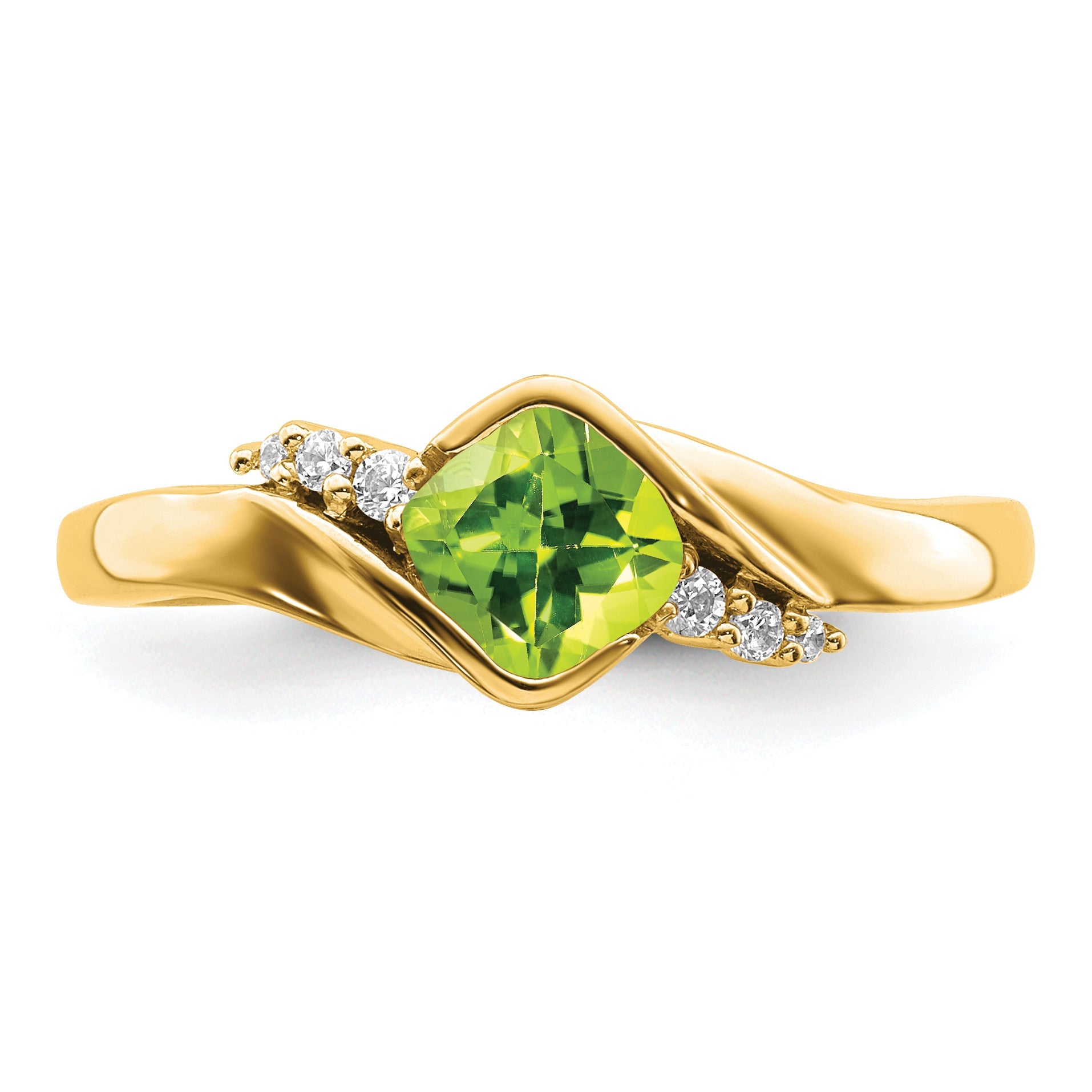 10K Yellow Gold Peridot And Diamond Ring
