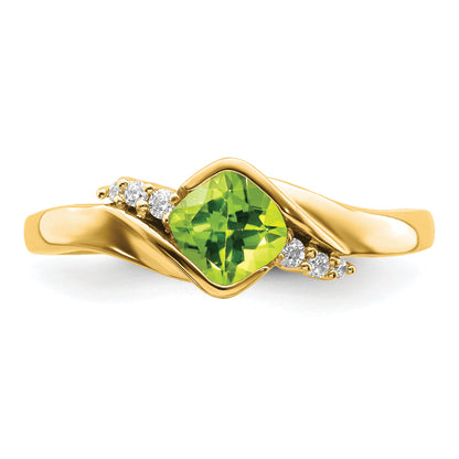 10K Yellow Gold Peridot And Diamond Ring