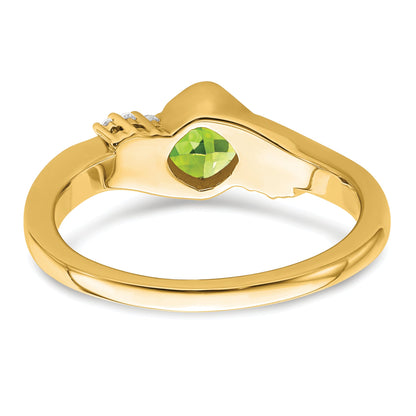 10K Yellow Gold Peridot And Diamond Ring