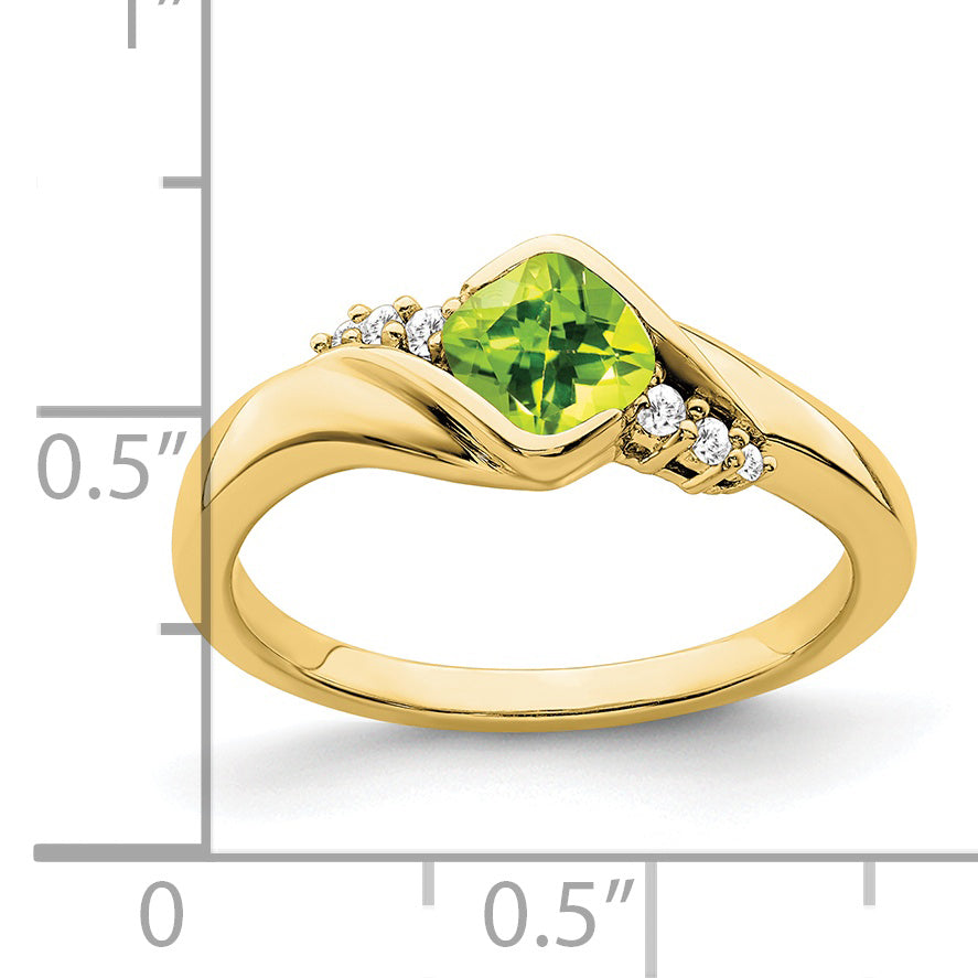 10K Yellow Gold Peridot And Diamond Ring