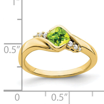 10K Yellow Gold Peridot And Diamond Ring