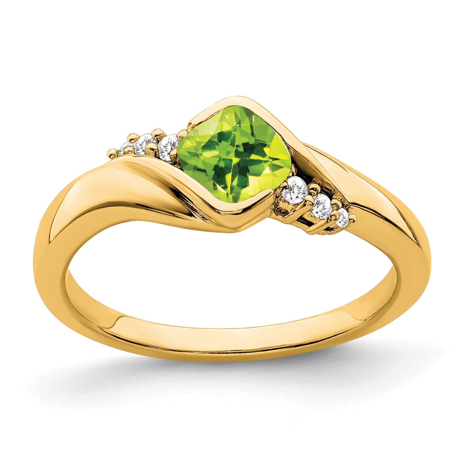 10K Yellow Gold Peridot And Diamond Ring