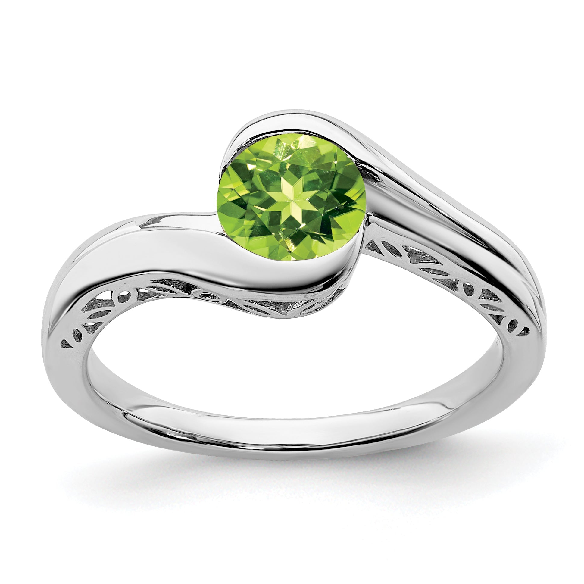 10K White Gold Peridot Bypass Ring