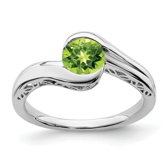 10K White Gold Peridot Bypass Ring