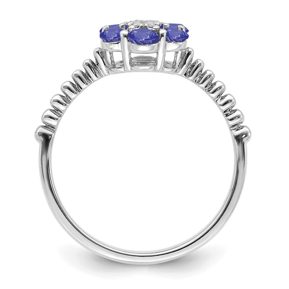 14K White Gold Tanzanite And Diamond Floral Ring