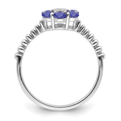 14K White Gold Tanzanite And Diamond Floral Ring
