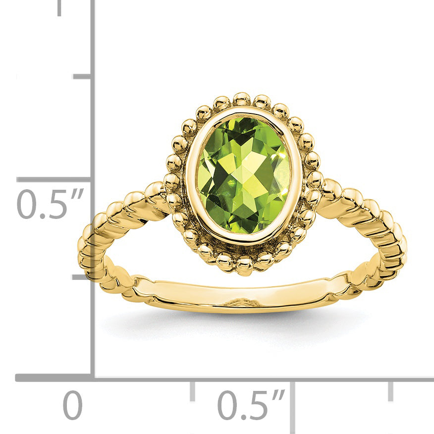 10K Yellow Gold Oval Peridot Ring