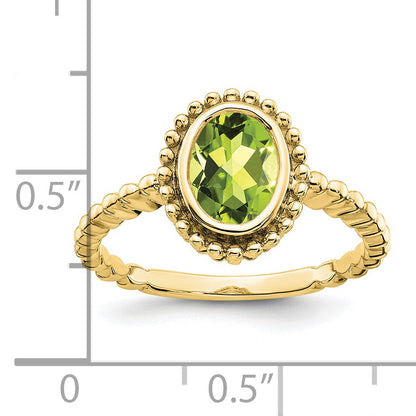 10K Yellow Gold Oval Peridot Ring