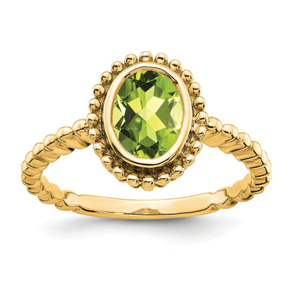 10K Yellow Gold Oval Peridot Ring