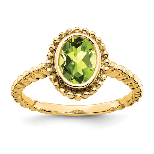 10K Yellow Gold Oval Peridot Ring