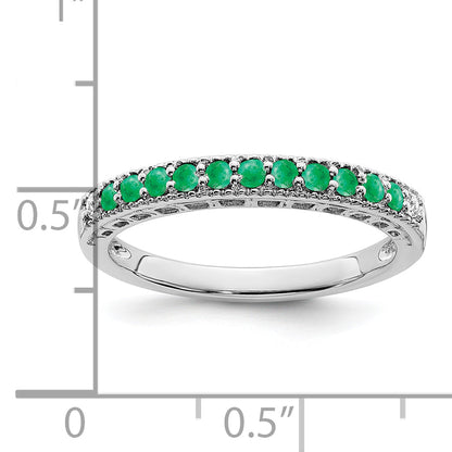 10K White Gold 10K Emerald And Diamond Band