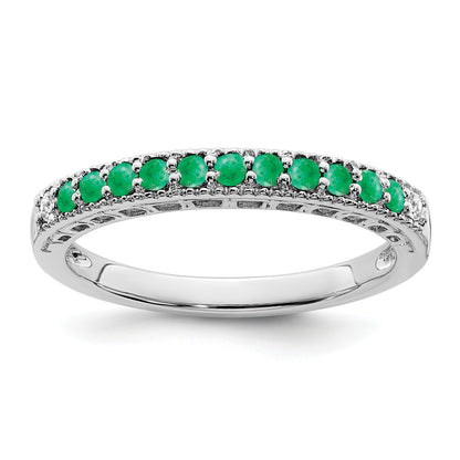 10K White Gold 10K Emerald And Diamond Band