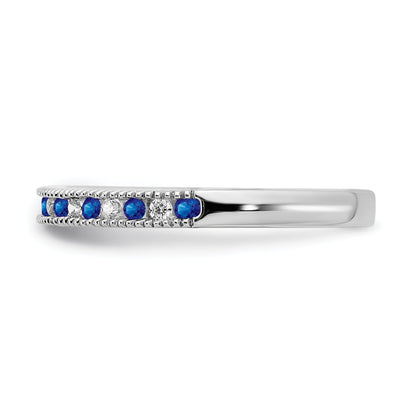 10K White Gold 10K Sapphire And Diamond Band