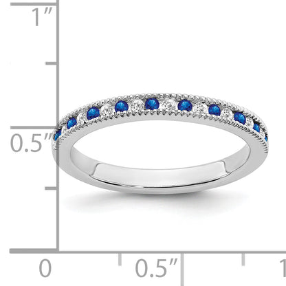 10K White Gold 10K Sapphire And Diamond Band