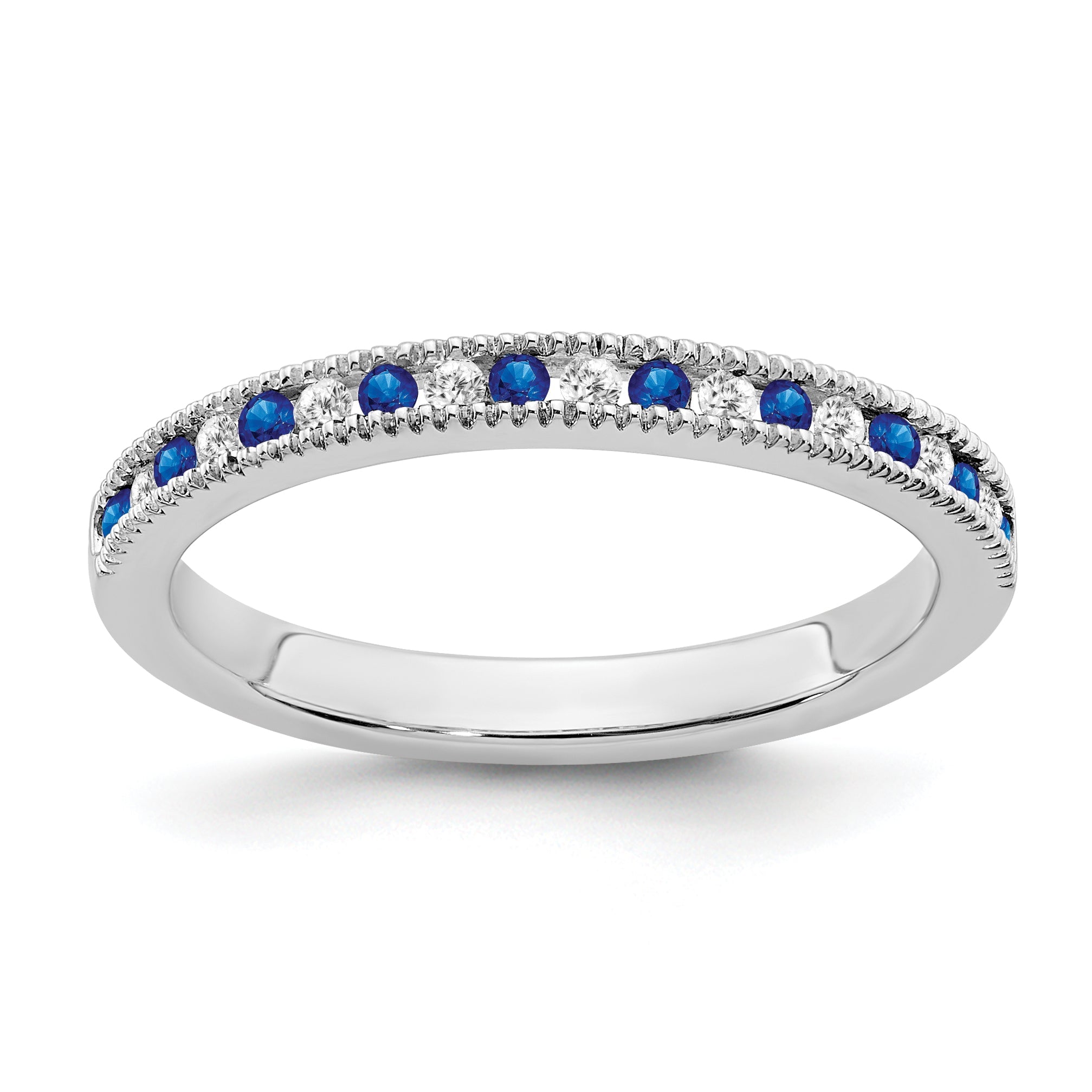 10K White Gold 10K Sapphire And Diamond Band