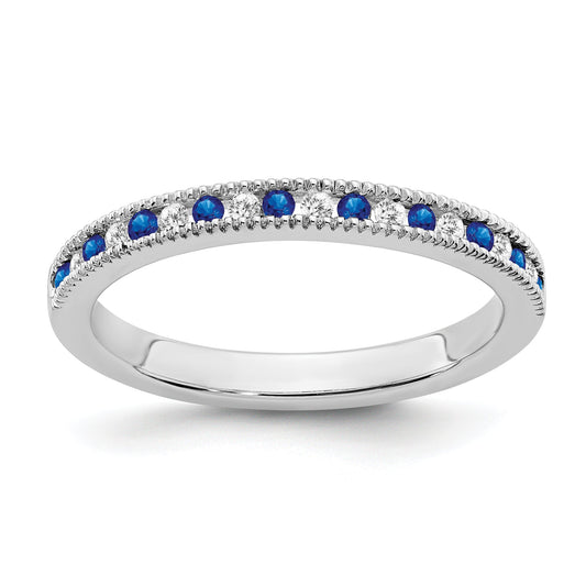 10K White Gold 10K Sapphire And Diamond Band