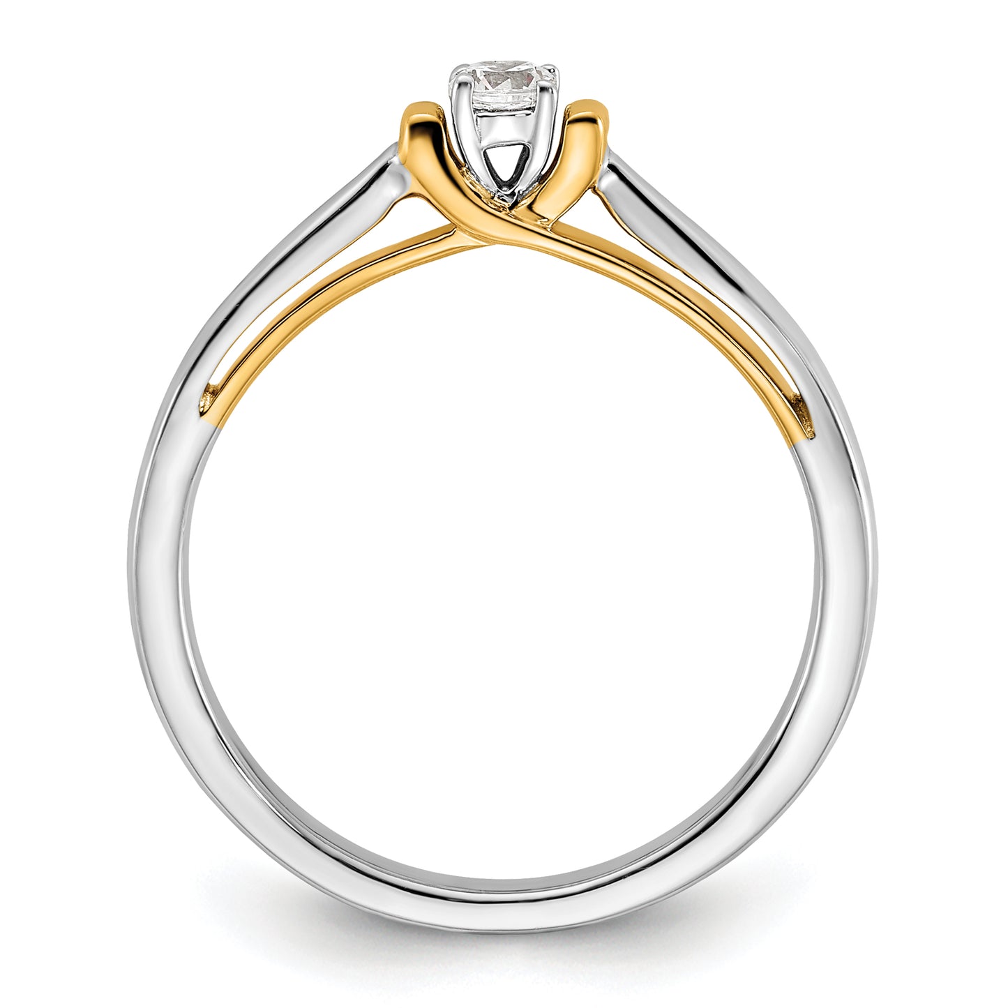 14k Two-tone Two Tone 1/8 Ct. Lab Grown Diamond VS/SI+ G+ Petite Engagement Ring