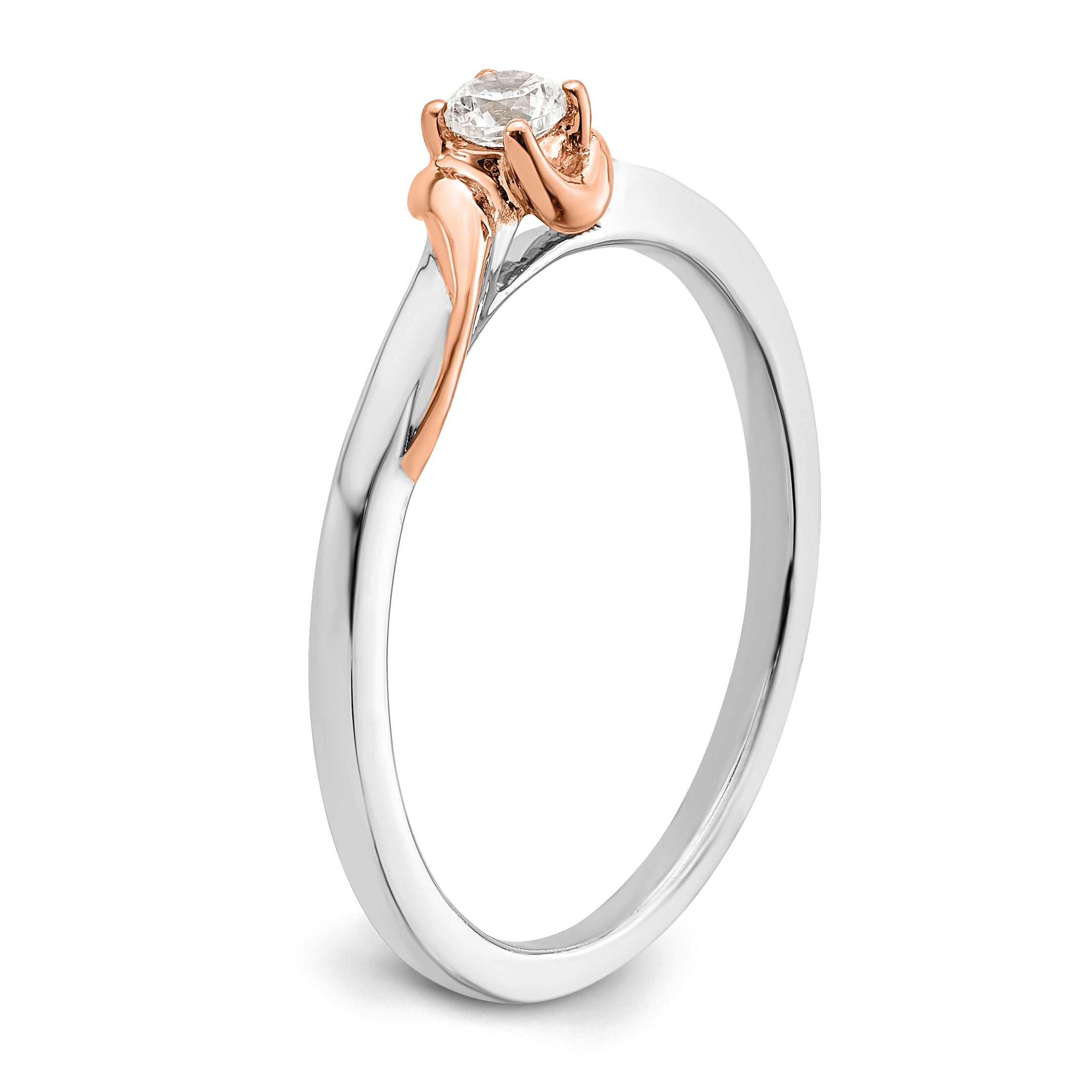 14K White/Rose Gold First Promise White And Rose 1/10 Carat Round Diamond Complete Promise/Engagement Ring