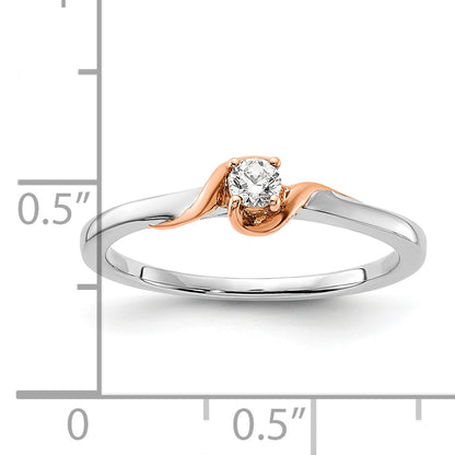 14K White/Rose Gold First Promise White And Rose 1/10 Carat Round Diamond Complete Promise/Engagement Ring