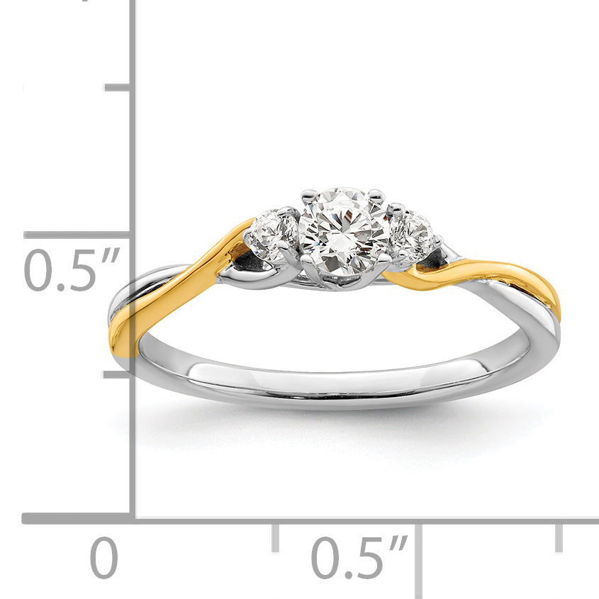 14k Two-tone Two Tone 1/3 Ct. Lab Grown Diamond VS/SI+ G+ Petite Engagement Ring