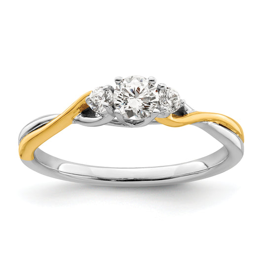 14k Two-tone Two Tone 1/3 Ct. Lab Grown Diamond VS/SI+ G+ Petite Engagement Ring